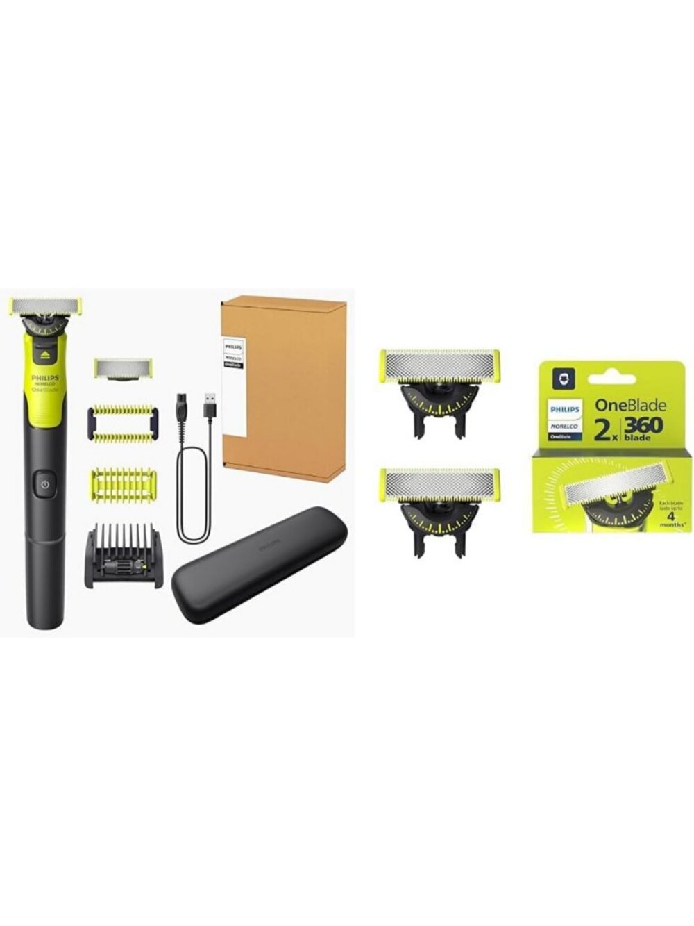 Hybrid Electric Trimmer & Shaver for Face & Body with Replacement Blades, 2